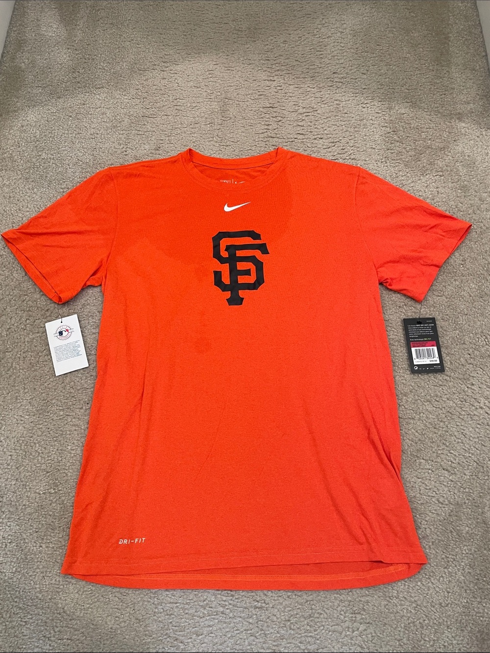 Nike Men’s Orange San Francisco Giant Dri-FIT T shirt size L men NWT